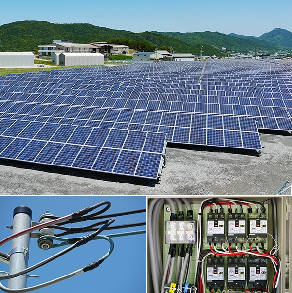 淡路島の太陽光発電所で活きるニュースラットケーブル