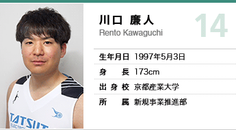 川口　廉人（背番号14）
